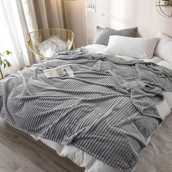 

gray blankets for bed solid color soft winter warm flannel blanket home sofa bed airplane thickness throw blankets1
