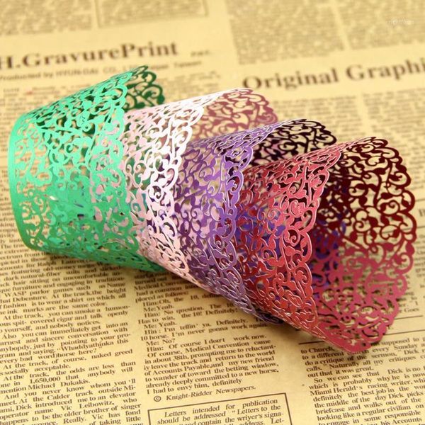 

wholesale- 12pcs/set wedding birthday filigree vine cupcake wrappers wraps wedding birthday party baby shower cases1