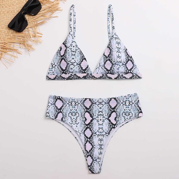 

snake print women's new bikini swimsuit, White;black