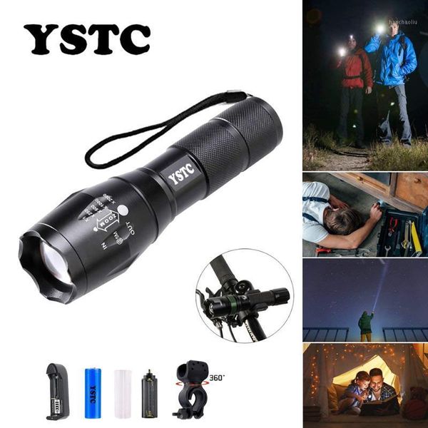 

flashlights torches led ultra bright torch t6/l2 outdoors waterproof zoomable rechargeable 18650 battery hiking bicycle light1