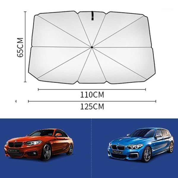 

1× 65*125cm universal scalable car front windshield umbrella sunshade folding heat insulation upf50+ titanium silver glue1