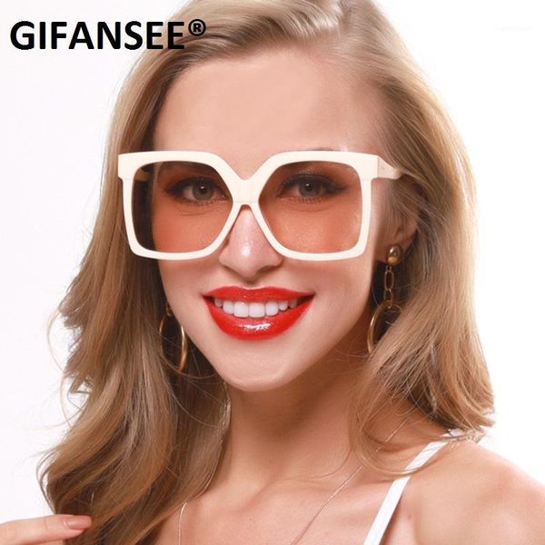 

gifansee square sunglasses women brand designer retro frame big men glasses luxury female vintage gradient male oculos feminino1, White;black