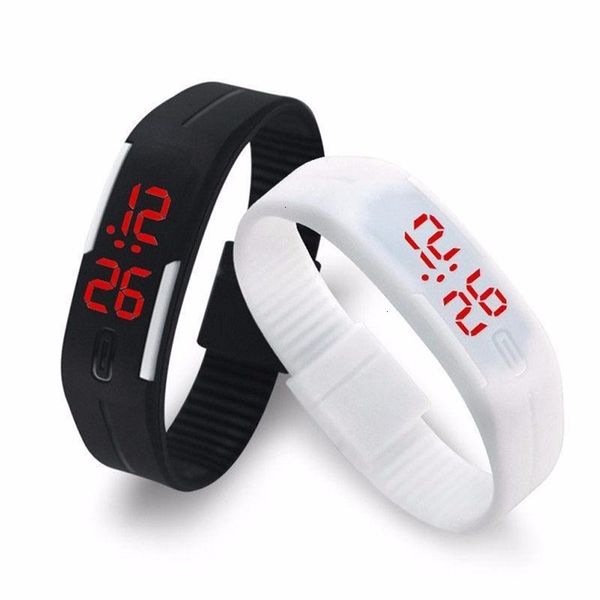 

korean lovers men women watches led digital watch electronic wristwatches creative calendar colorful rubber smart montre femme, Silver