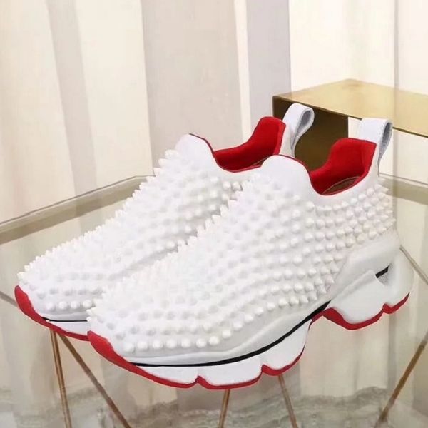 

classics men shoes red bottom shoe low cut suede spike shoes for men and women shoes party wedding outdoors crystal leather sneakers c300 05, Black