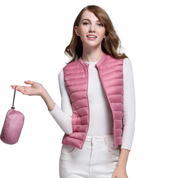 

autumn duck down vest women's short jacket sleeveless portable puffer vest coat female 2020 new winter student waistcoat, Black