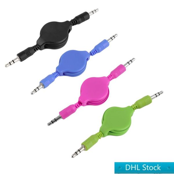 

stock dhl 3.5mm male to male aux auxiliary retractable stereo jack audio cable cord fordable for car mp3 mp4 smartphone speakers wholesale