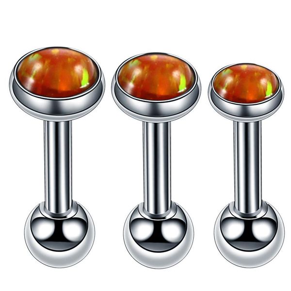 

3pcs/lot stainless steel earring piercing ear stud opal stone ear cartilage tragus helix earring piercing body jewelry 16g q jlldvr, Silver