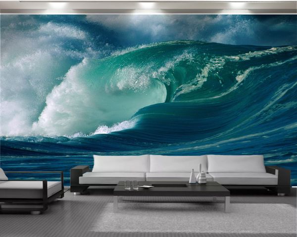 Пользовательские Роскошные 3d обои Современные украшения дома обои Tossing Giant Wave HD Улучшенный интерьер украшения 3d обои