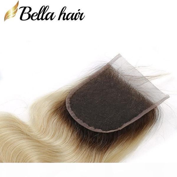 

brazilian virgin hair blond lace closures 4x4 body wave human hair closure 1b 613 part closures pre plucked bella hair, Black;brown