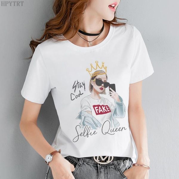 

beauty queen pattern printed t-shirt female summer casual white women's t shirt harajuku streetwear tshirt fashion clothing