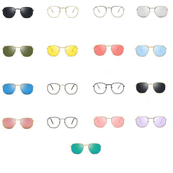 

lenses men hexagonal square flat sunglasses brand designer new vintage women pink mirror driving sun glasses
