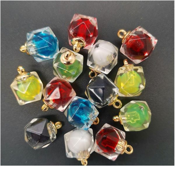 

new diy 10pcs 16mm mini acrylic transparent polygon beads charm pendant ornaments jewelry making bbygyx, Black