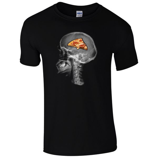 

pizza on the brain t-shirt - funny skull x-ray food lovers gift mens sport hooded sweatshirt hoodie