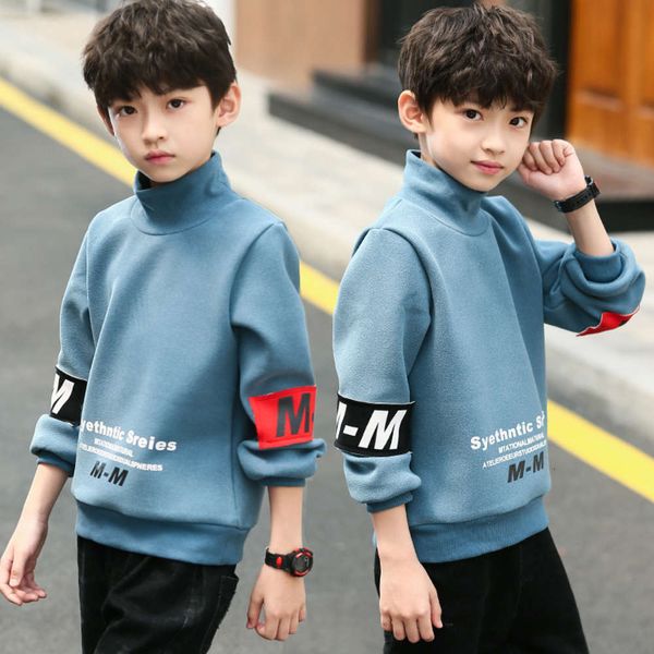 

cloth sweater autumn and plush winter children's 2020 new boys' foreign sle thickened base coat nvp7, Black