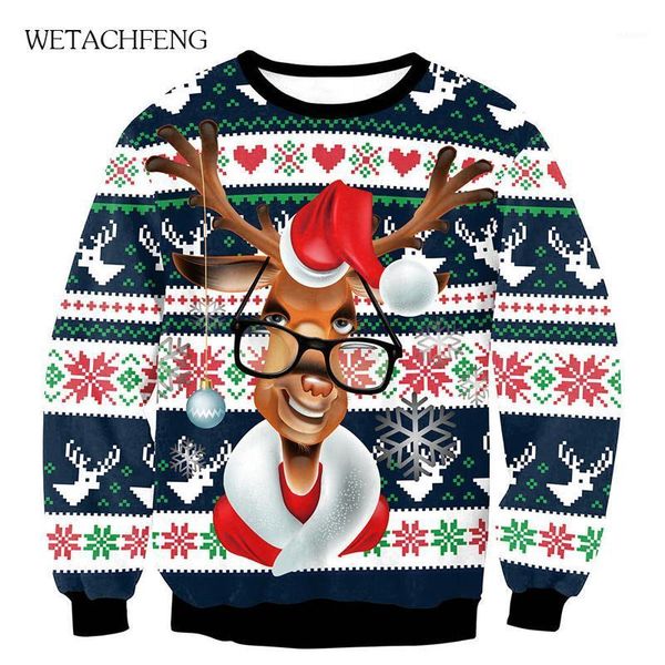

ugly chrsitmas sweater funny eye elk snowflake 3d printed 2020 fashion xmas crewneck jumpers sweatshirts mans gifts clothes1, White;black