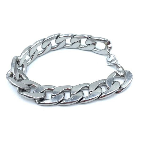 

15mm miami cuban link chain bracelet 304 stainless steel big chain men jewelry, Black