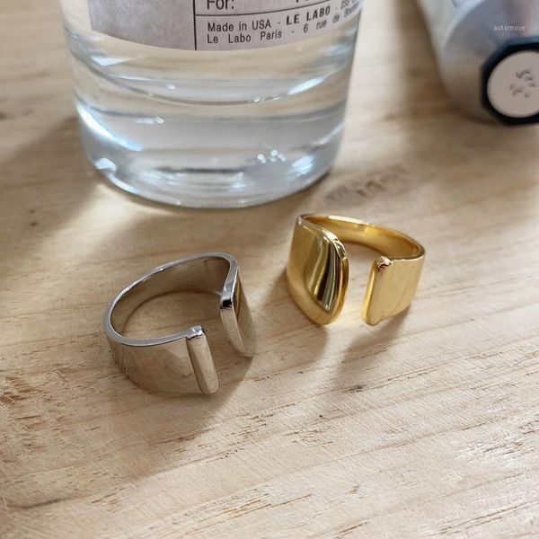 

european and american celi french style korean ornament 925 sterling silver ring cool trendy jewelry fashion smooth ring1, Golden;silver
