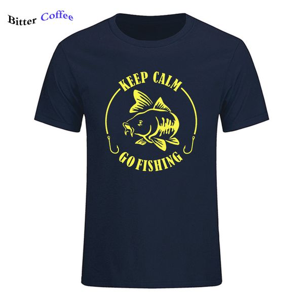 

sport new keep calm go fishinger tshirt humor carp printing men brand t-shirt cotton o-neck short sleeve tee shirt