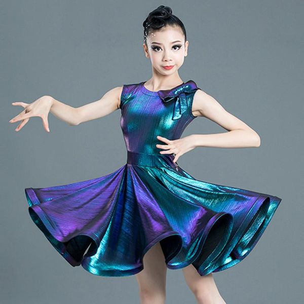

latin dance dress girls sleeveless colorful fabric rumba cha cha samba salsa dancing competition performance wear kids dn5298, Black;red