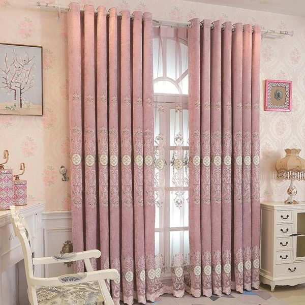 

curtain & drapes european style pink ccurtains plain chenille shade embroidery curtains for living dining room bedroom jacquard