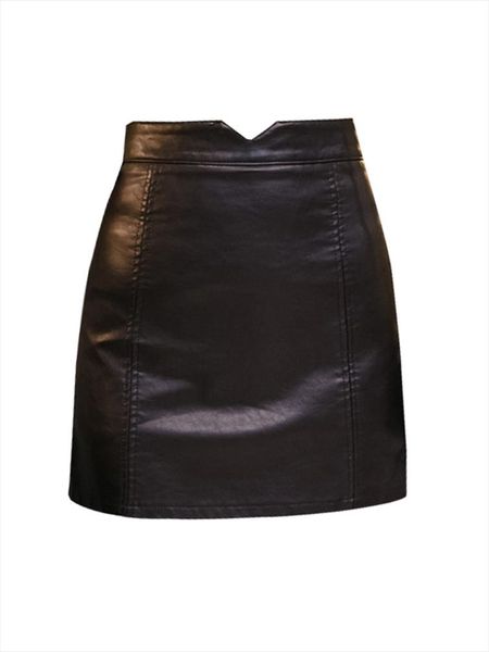 

spring summer casual pu leather skirt women elegant zipper mini a line skirt lady skinny high waist skirts black