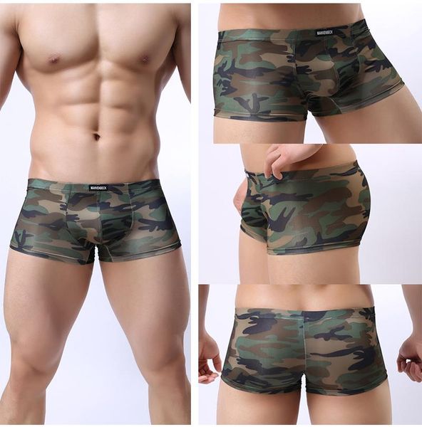 

men underwear boxer male underpants mens boxers shorts convex pouch underpants camouflage stretch panties, Black;white