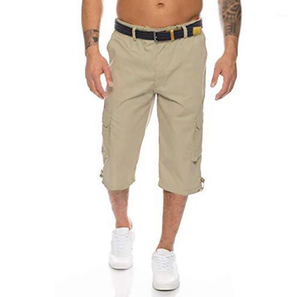 

fitness pants summer baggy workwear multi-pockets short cargo1, White;black