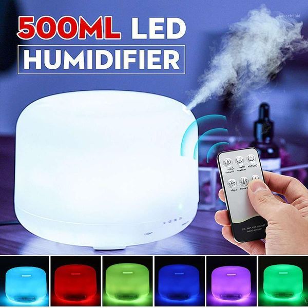 

air humidifier essential oil diffuser 500ml ultrasonic mist maker fogger humidifier led lamp aroma diffuser time+remote control1