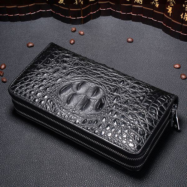 

wallets portfel meski double zipper coin for men clutch business male wallet crocodile pattern purse billetera hombre