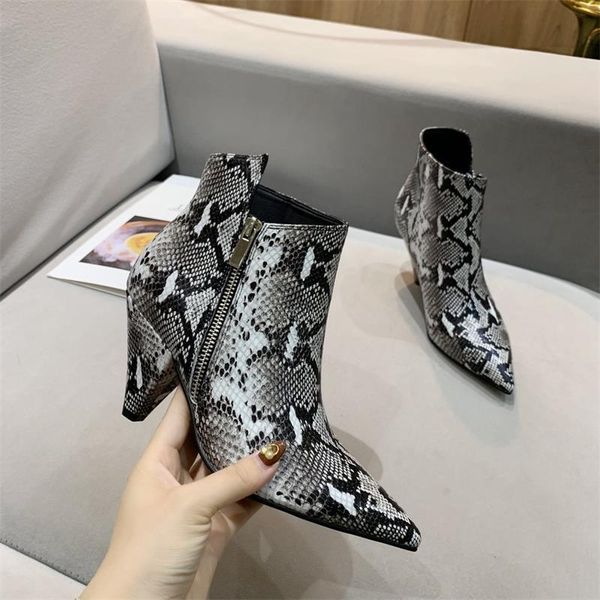 

женщины сапоги змеиной кожи femmes bottes высокие каблуки buty damskie зима zapatillas mujer повседневная женская обувь luxury botas de muje, Black