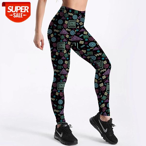 

qickitout new sport black workout push up leggings fashion polygon geometry print for women plus size #5e90, Black;white