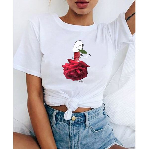 

sport flower petal dress drawing print t shirt women tshirts camisetas mujer 2020 summer short sleeve tee female white top