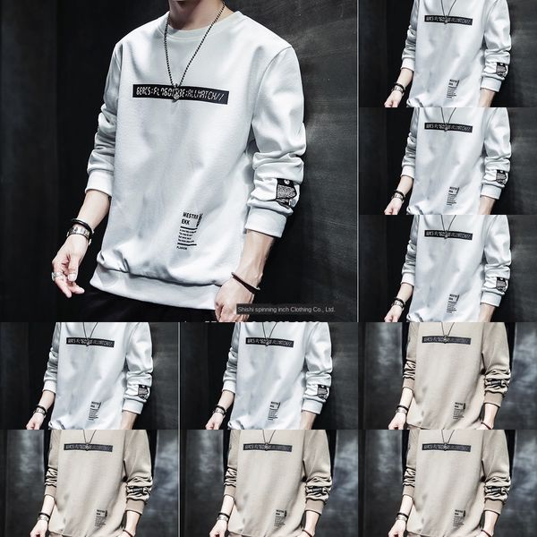 

2020 new spring and autumn sweater men's long sleeve t-shirt men's korean version t-shirt clothingsweater clothingtrendall kinds o, Black