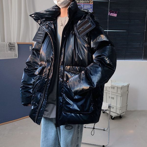 

2021 men's cotton hooded autumn new bright face bundled hoodie coat fashion male youth hd9f, Black