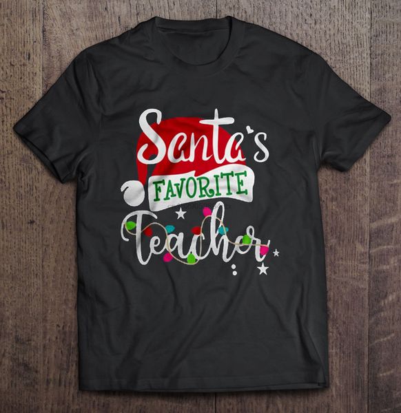 

men funny t shirt fashion tshirt santa's favorite teacher christmas sweater version2 women t-shirt sport hooded sweatshirt hoodie
