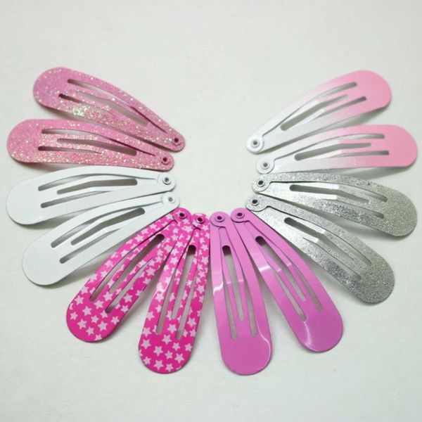 

hair accessories 2021 arrival romantic 4cm&4.8cm snap clips gradient pink purple hairpins print glitter for women girls, Slivery;white