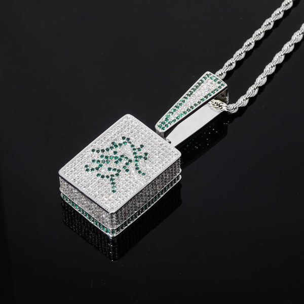 

chinese mahjong fortune necklace iced out pendant mens gold necklaces hip hop fashion jewelry, Silver