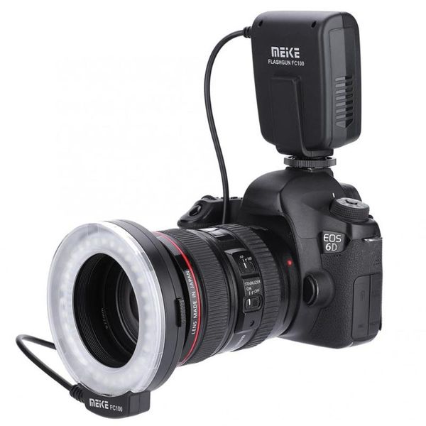 

flashes meike fc-100 fc100 manual led macro ring flash light with8 adapter for pentax digital dslr camera