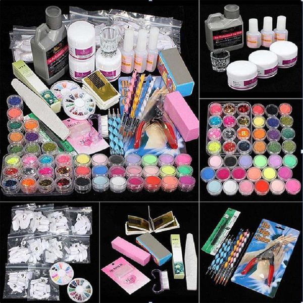 

nail art kits 42 in 1 acrylic kit set powder liquid brush glitter file french tips tools professional manicure