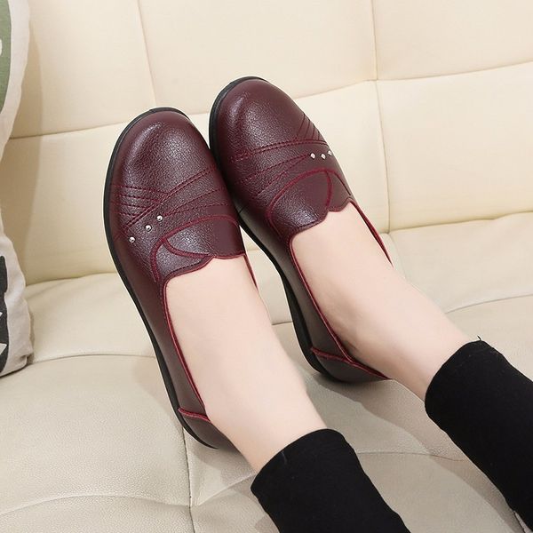 

2021 the new new woman ballet apartments sliding into soft leather moccasins women shallows dancing boat shoes a4tk, Black