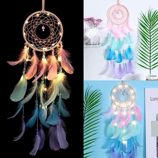

led light dromenvanger wind chimes handmade romantic wedding decoration gift wall hanging ornament dreamcatcher1