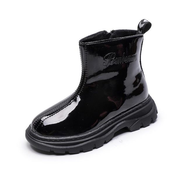 

children' boots 2020 alphabet soft-soled girls boots fashion boys two cotton martin all-match children' shoes, Black;grey