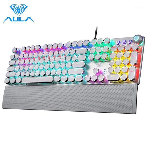 

keyboards aula game mechanical keyboard led backlit 104 keys anti-ghosting blue/red/black switch wired gaming for pc computer1