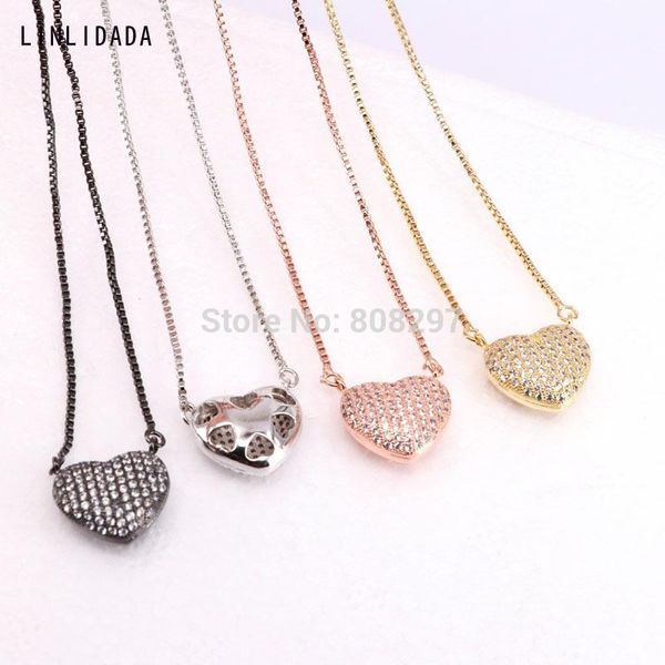 

10pcs cz micro pave heart pendants connetcor double bails necklaces women fashion jewelry, Silver