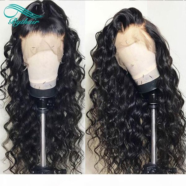 

pre plucked deep curly lace front human hair wigs brazilian virgin hair natural hairline full lace wig with baby hairs bythair, Black;brown