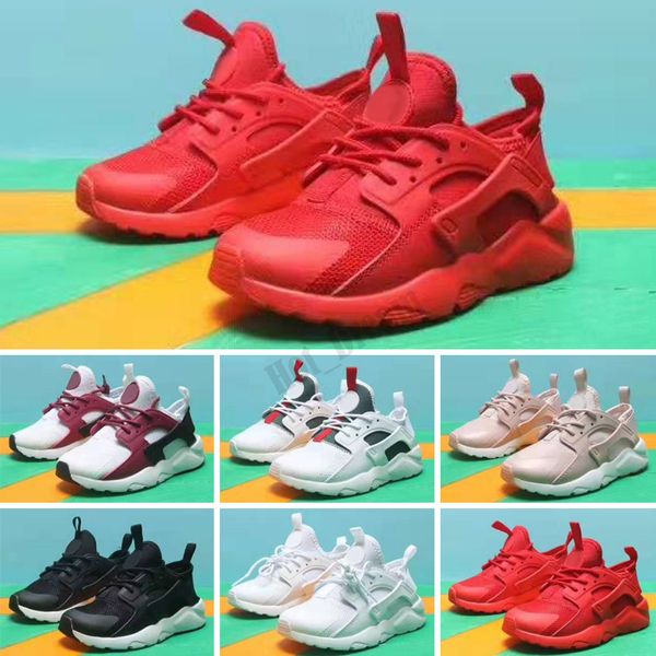 

kids huarache run 4 triple white black pink running shoes boys girls mesh trainer infant lifestyle toddler children huarache sneaker