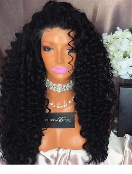 

8a mongolian n virgin hair loose wave 200 density lace front wig loose curly glueless full lace human hair wigs for black women, Black;brown