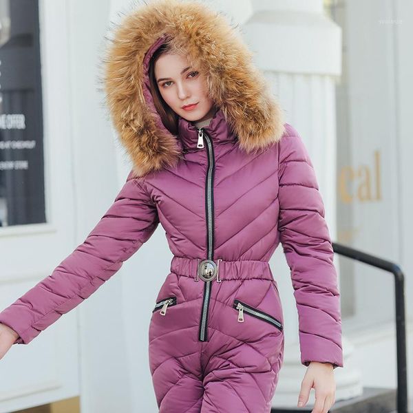 

hooded jumpsuit outwear for women jackets 2019 winter female long with fur collar warm thicken coat1, Black