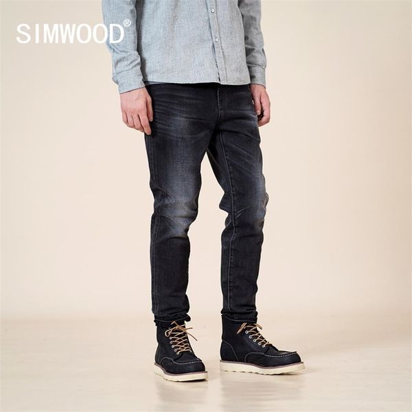 Simwood Sonbahar Kış Yeni Slim Fit Konik Kot Siyah Denim Pantolon Klasik Jean Yüksek Kalite Marka Giyim SJ130915 201116