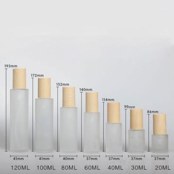 

50pcs frosted clear/white glass container 100ml with wood grain cap1